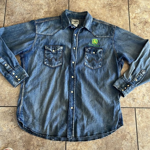 Vintage John Deere Wrangler Denim Shirt XL - Picture 5 of 8
